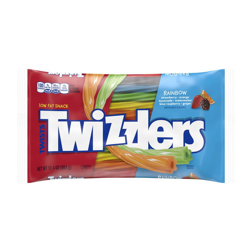 Twizzlers, Twists Rainbow Flavored Chewy Candy, Low Fat, 12.4 Oz, Bag