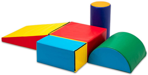 Joymor Soft Foam Climber 5-piece Sets Crawl And Climb Foam With Slide Ramp,colorful