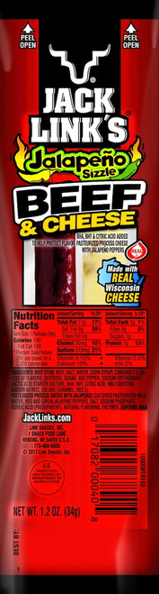 Jack Link's Beef & Cheese Snack Sticks, Protein Snack, 1.2oz