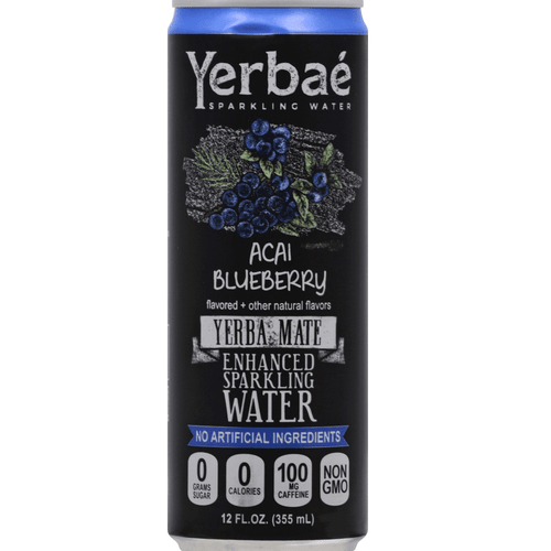 Yerbae Acai Blueberry Yerba Mate Enhanced Sparkling Water, 12 Fl Oz [pack Of 12]