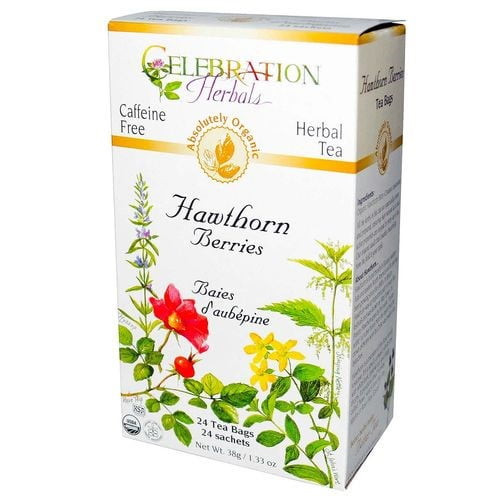 Celebration Herbals Organic Hawthorne Berries Tea Caffeine Free 24 Herbal Tea Bags