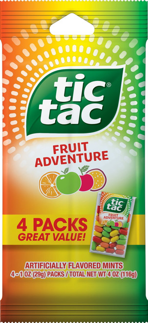 4 Count, Tic Tac Fruit Adventure Mints, On-the-go Refreshment, Great For Holiday Stocking Stuffers, 1 Oz