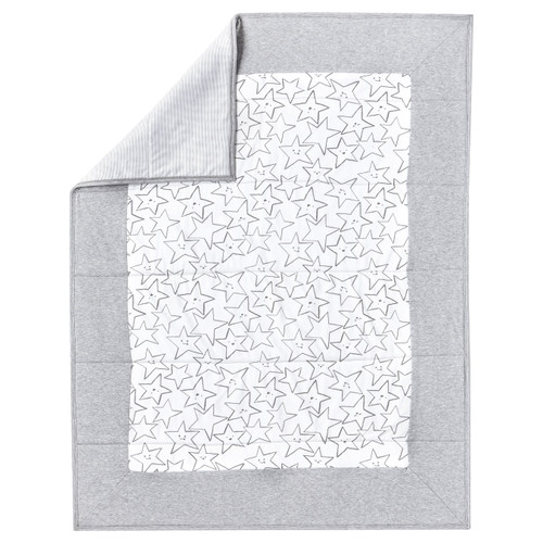 Little Star Organic 100% Pure Organic Cotton Reversible Quilt, Gray-little Dreamer