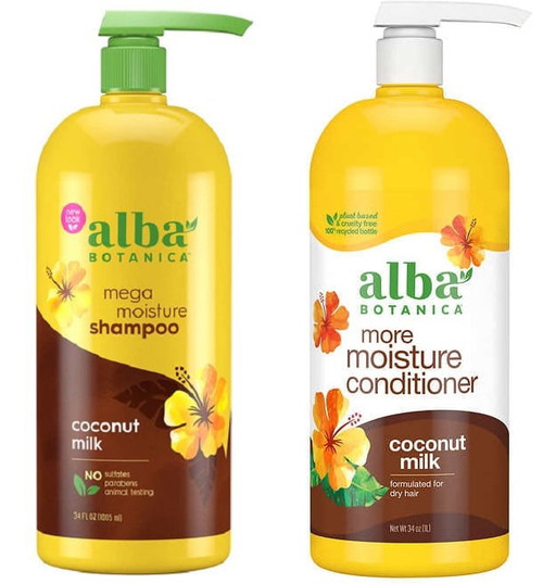 Alba Botanica Coconut Milk Shampoo And Conditioner, 34 Fl. Oz. Each.