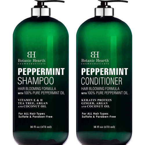 Botanic Hearth Peppermint Oil Shampoo And Conditioner Set - Hair Blooming Formula With Keratin For Thinning Hair - Fights Hair Loss, Promotes Hair Growth-sulfate Free For Men And Women - 1