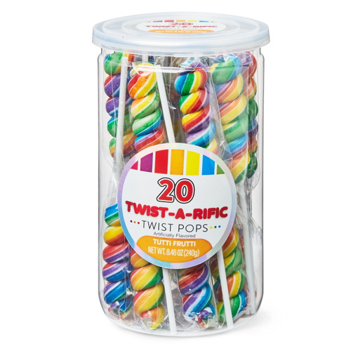 Celebrations Twist-a-rific Tutti Frutti Flavored Rainbow Twist Pops, 8.46 Oz, 20 Count