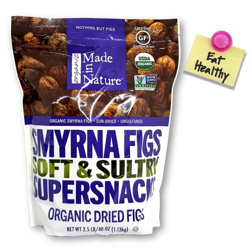 Made In Nature Organic Dried Smyrna Figs Nothing But Figs Gluten Free Non Gmo 2.5 Lbs (40 Oz.) With 1 Colorful Refrigerator Magnet