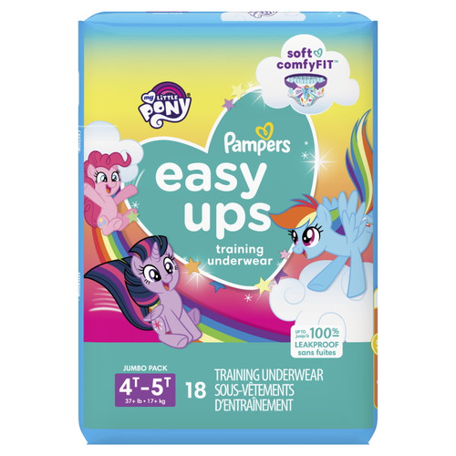 Pampers Easy Ups Training Underwear Girls Size 6 4t-5t 18 Count