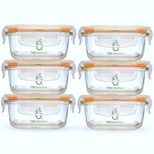 Sage Spoonfuls Tough Glass Tubs Baby Food Storage Containers, 4oz (set Of 6)
