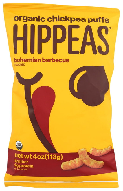 Hippeas Vegan Bohemian Barbecue Puffs, Organic Chickpea Snacks, 4 Oz Bag
