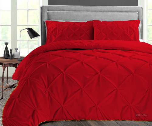 Queen Comforter Pinch Blood Red 300 Gsm Plush Siliconized Microfiber Fill Duvet Insert Box Stiched Quilted Fluffy Soft Microfiber Comforter Shell With Pillowcases & Premium Piping