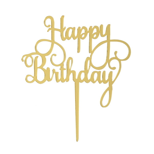 Hotbest Happy Birthday Cake Toppers Birthday Gold Cupcake Topper Acrylic Glitter Cardstock Topper Letters"happy Birthday" Supplies For Arious Birthday Cake Decorations-golden Happy Birthday