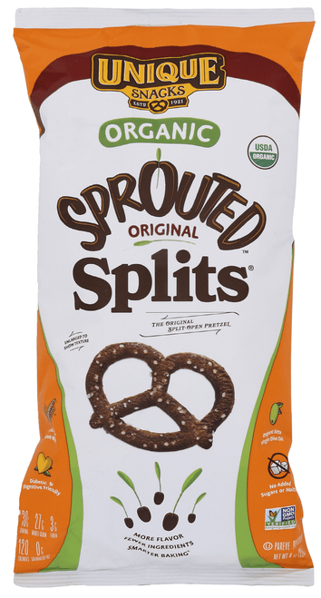 Unique Snacks - Unique Pretzels Sprouted Splits Pretzels, Sprouted Pretzels, Delicious Homestyle Baked, Certified Ou Kosher And Non-gmo, No Artificial Flavor, 8 Oz Bag (pack Of 6)