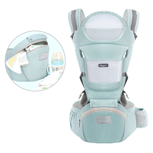 7 In 1 Convertible Ergonomic Baby Carrier Toddler With Hip Seat, Soft Newborn Carrier For 0-36 Months Infant, Front And Back Baby Carry With Wind Hood Storage Bag, Kangaroo Bag For Dad And Mom (green)