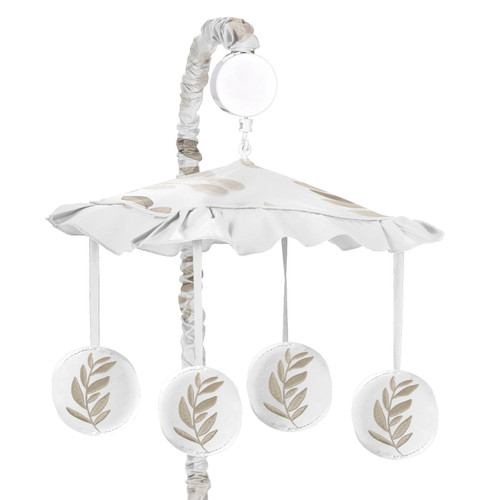 Botanical Taupe Floral Leaf Musical Mobile By Sweet Jojo Designs