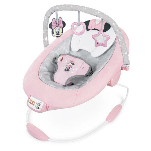 Bright Starts Disney Baby Minnie Mouse Rosy Skies Vibrating Baby Bouncer, Pink