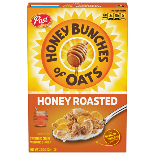 Post Honey Bunches Of Oats Honey Roasted Breakfast Cereal, 12 Oz Cereal Box