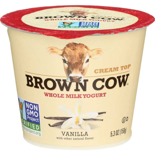 Brown Cow Vanilla Whole Milk Cream Top Yogurt, 5.3 Ounce -- 12 Per Case.