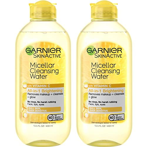 Garnier Skinactive Micellar Cleansing Water With Vitamin C, To Cleanse Skin, Remove Makeup, And Brighten Dull Skin, 2 Count (packaging May Vary)