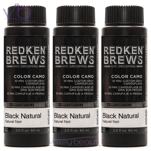 Redken Brews For Men 10 Minute Color Camo, Black Natural (3x60ml)