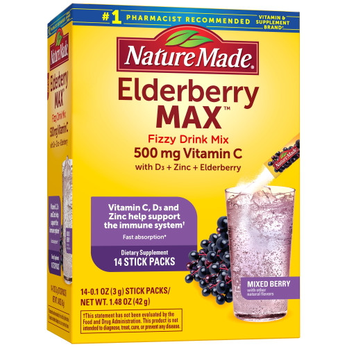 Nature Made Elderberry Max Fizzy Drink Mix, 14 Count