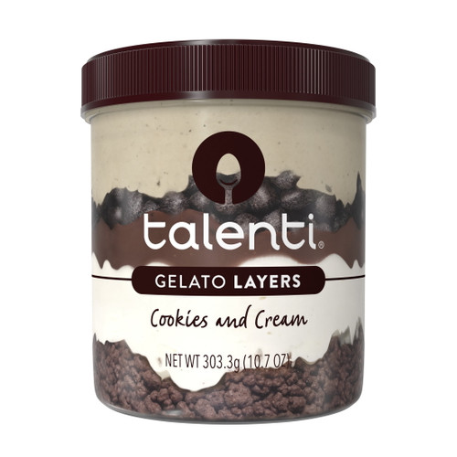 Talenti Gelato Layers Frozen Dessert, Cookies And Cream Gelato, 5 Layers In Every Jar 303.3 G