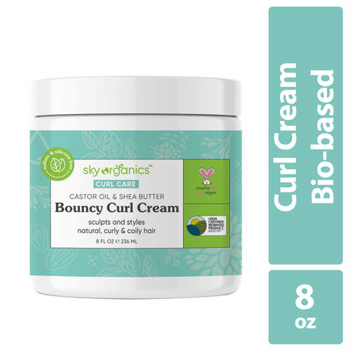 Sky Organics Curl Care Bouncy Curl Cream For Curly Hair, 8 Fl Oz