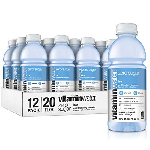 Zero Sugar Ice, Ice Cool Blueberry-lavender Flavored, Electrolyte Enhanced Bottled Water With Vitamin B5, B6, B12, 20 Fl Oz, 12 Pack