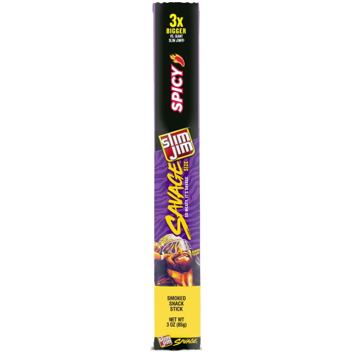 Slim Jim Savage Size Smoked Meat Sticks, Spicy, 3 Oz., 1 Stick