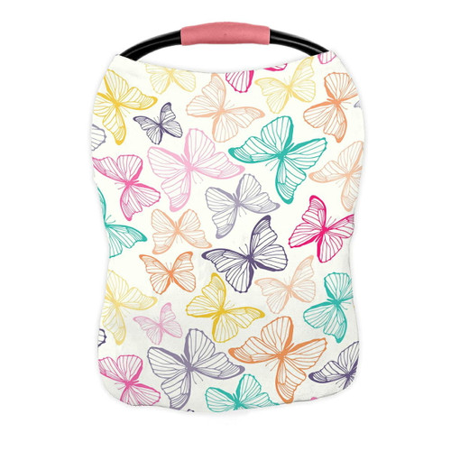 Abphqto Colorful Outline Butterflies Spring Summer Nursing Cover Baby Breastfeeding Infant Feeding Cover Baby Car Seat Cover Infant Stroller Cover Carseat Canopy Breathable