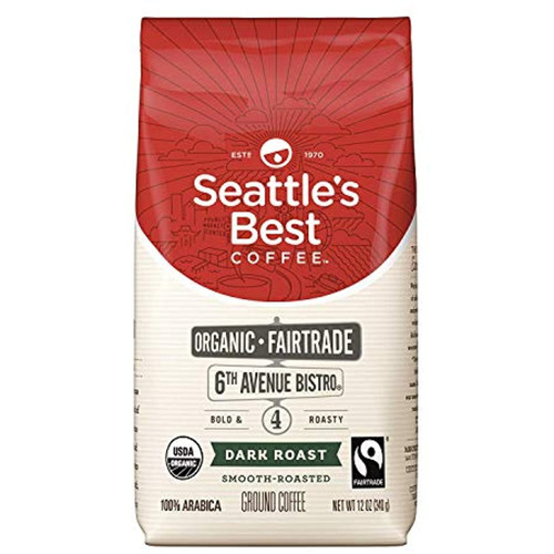 Seattles Best Coffee 6th Avenue Bistro (previously Signature Blend No. 4) Fair Trade Organic Dark Roast Ground Coffee, 12-ounce Bag