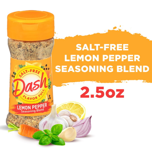 Dash Salt-free Lemon Pepper Seasoning Blend, Kosher, 2.5 Oz