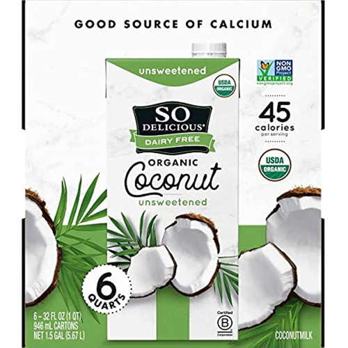 So Delicious Organic Coconut Milk, Gluten, Dairy, Kosher & Soy Free, 32 Oz, 6 Count