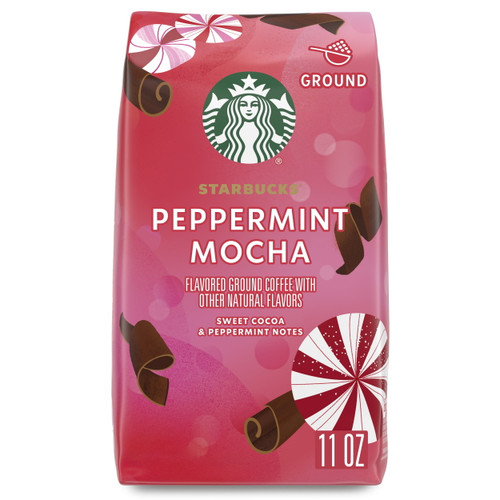 Starbucks Peppermint Mocha Flavored Ground Coffee, 100% Arabica, Naturally Flavored, Limited Edition, 11 Oz