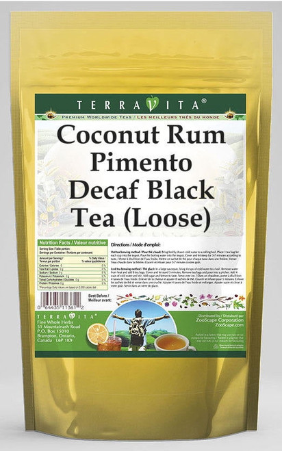 Terravita Coconut Rum Pimento Decaf Black Tea, (coconut Rum Pimento Decaf,loose Leaf Black Tea, 4 Oz, 1-pack, Zin: 538114)