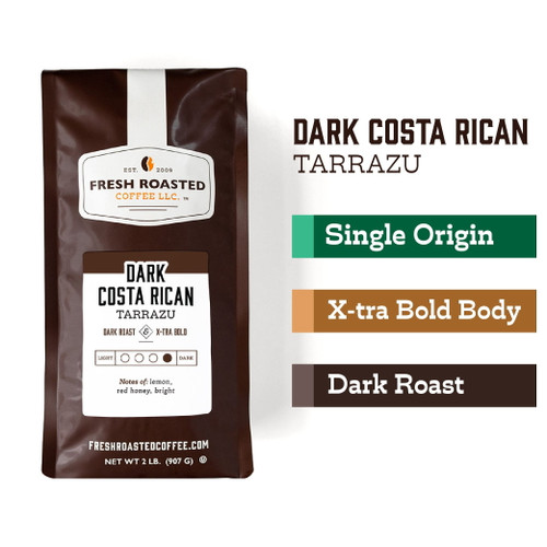 Fresh Roasted Coffee, Dark Costa Rican Tarrazu Coffee, Dark Roast, Whole Bean, 32 Oz
