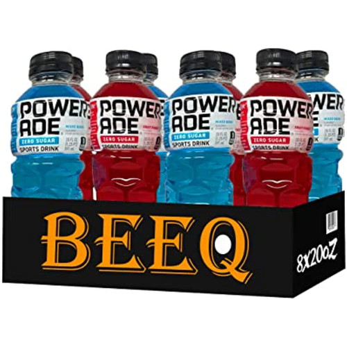 Powerade Zero Variety, Pack Of (8),2 Different Flavors,mixed Berry, Fruit Punch, Zero Calorie Sports Drink, 20oz.in Beeq Box