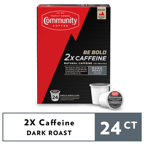 Community Coffee 2x Caffeine Pods For Keurig K-cups 24 Ct