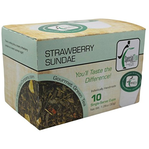 Special Tea Green Tea Single Serve Cup, Strawberry Sundae, 1.06 Ounce