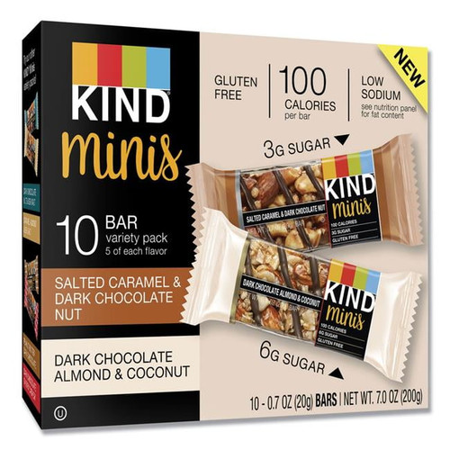 Kind Knd 0.7 Oz Food Minis Dark Chocolate Nuts & Sea Salt & Caramel Almond - Pack Of 20