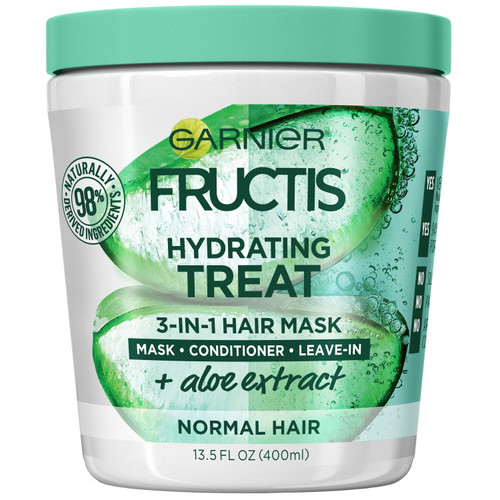 Garnier Fructis Hydrating Treat 3 In 1 Hair Mask With Aloe Extract, 13.5 Fl Oz