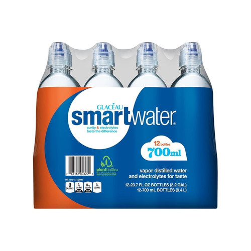 Glaceau Smartwater Water With Sports Cap (700ml Bottles, 12 Pk.)