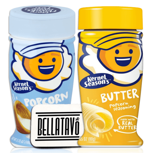 Classic Popcorn Seasoning Flavors Bundle. Includes Two Popcorn Shaker Bottles Of Kernel Seasons Popcorn Seasoning And A Bellatavo Ref Magnet. One Of Each Flavors: Butter Flavor And Popcorn Salt