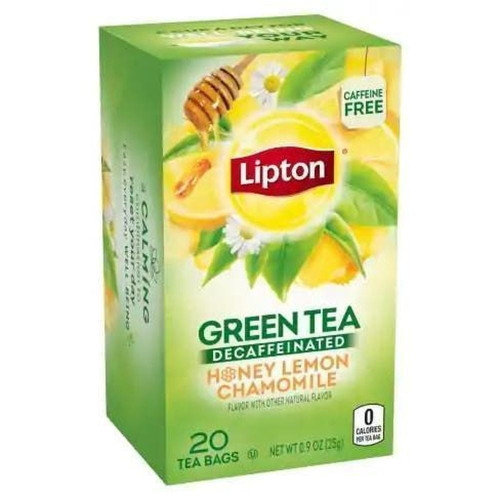 Lipton Honey Lemon Chamomile Decaffeinated Green Tea, 20 Tea Bags -- 6 Per Case.