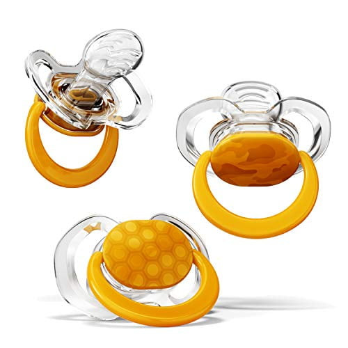 Smilo Orthodontic Pacifier, Expands To Support The Palate During Soothing, Orange, Stage 1 Suitable From 0 To 3 Months (pack Of 3)