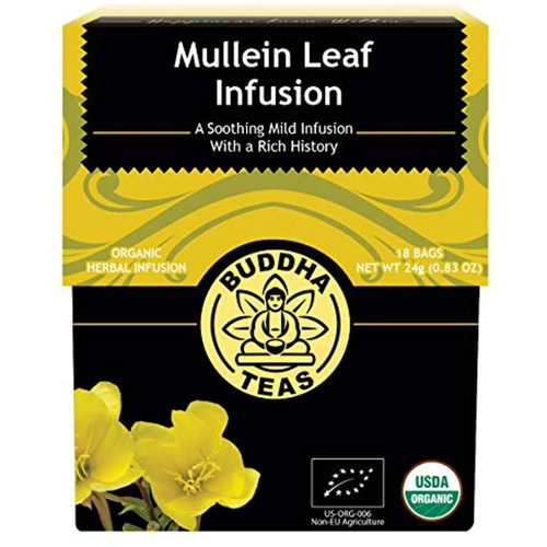 Buddha Teas Organic Mullein Leaf Tea - Ou Kosher, Usda Organic, Ccof Organic, 18 Bleach-free Tea Bags