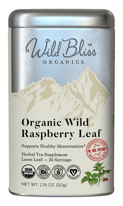 Organic Wild Red Raspberry Leaf Herbal Tea – Caffeine Free – 25 Servings