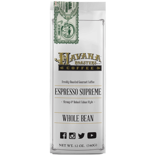 Havana Roaster Coffee Whole Bean Espresso Supreme 12 Oz