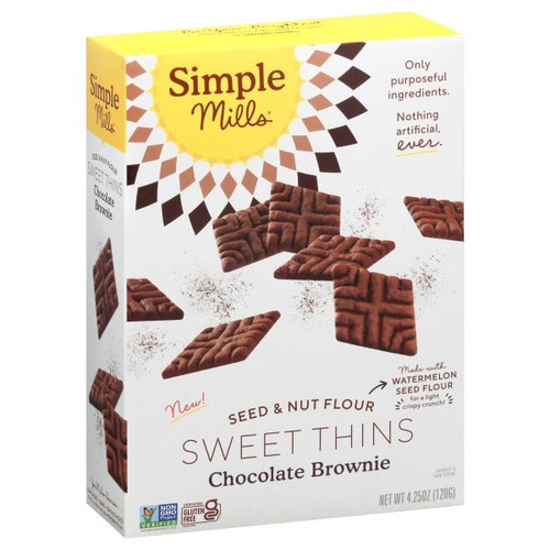 Simple Mills, Seed & Nut Flour Sweet Thins, Chocolate Brownie, 4.25 Oz (120 G)