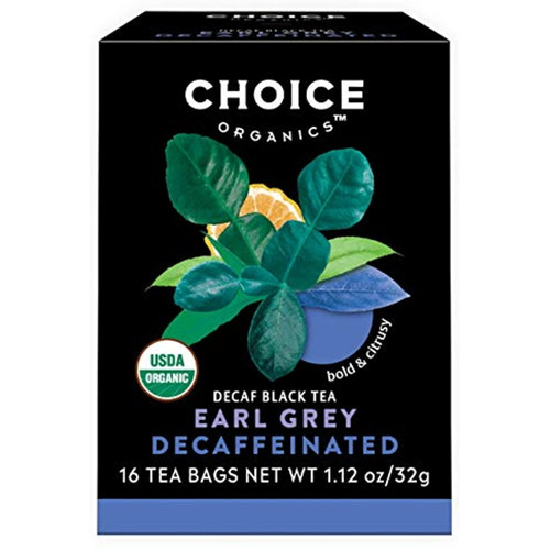 Choice Organics - Organic Decaffeinated Earl Grey Tea (1 Pack) - With Bergamot - Fair Trade - Compostable - 16 Organic Black Tea Bags